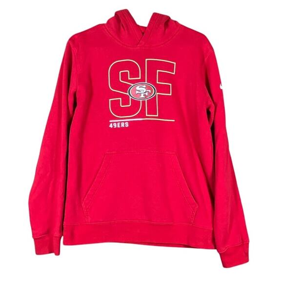 Nike Mens Sweatshirt Red NFL San Francisco 49ers Pullover Kangaroo Pocket XL - Picture 1 of 12